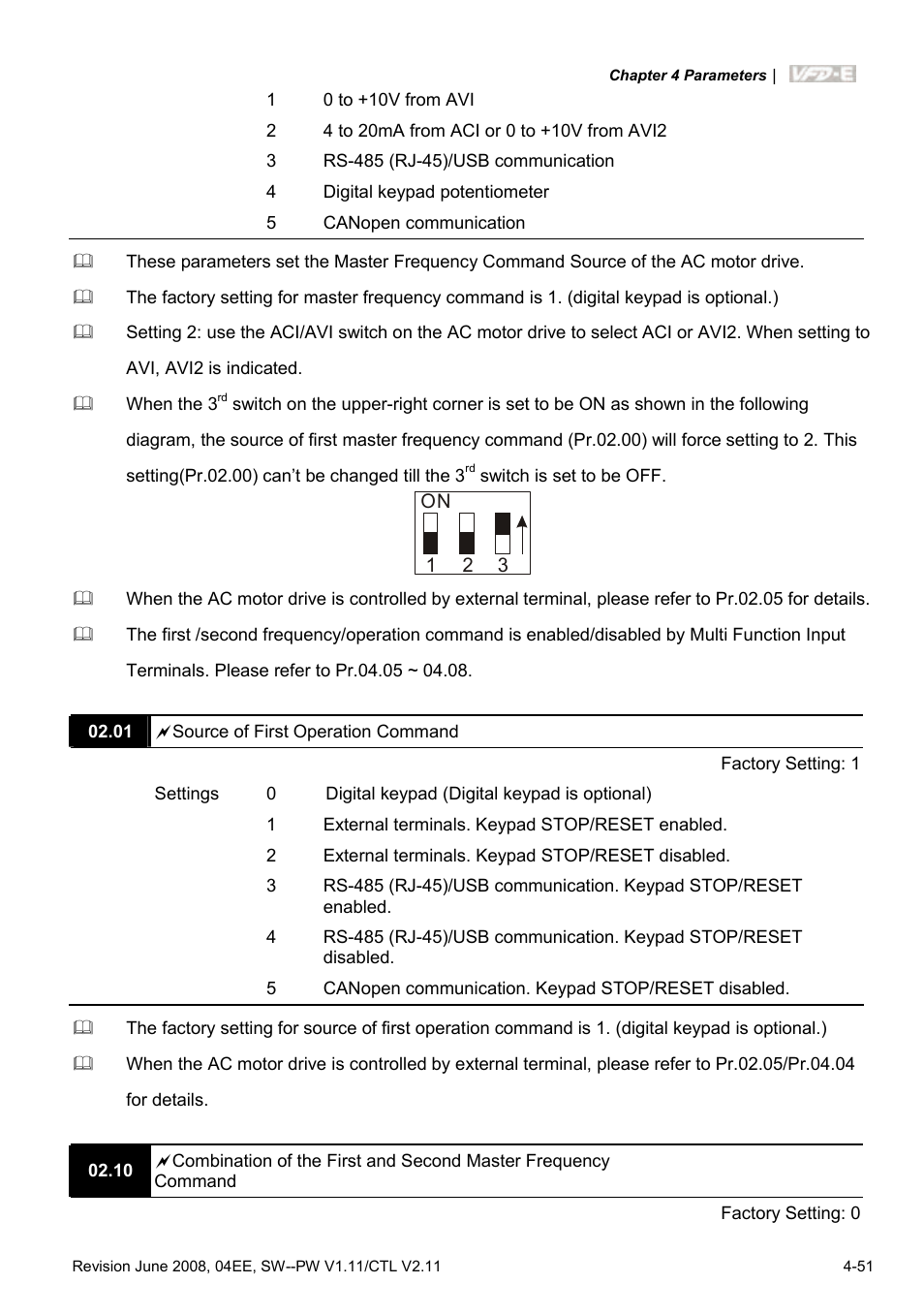 Delta Electronics AC Motor Drive VFD-E User Manual | Page 104 / 363
