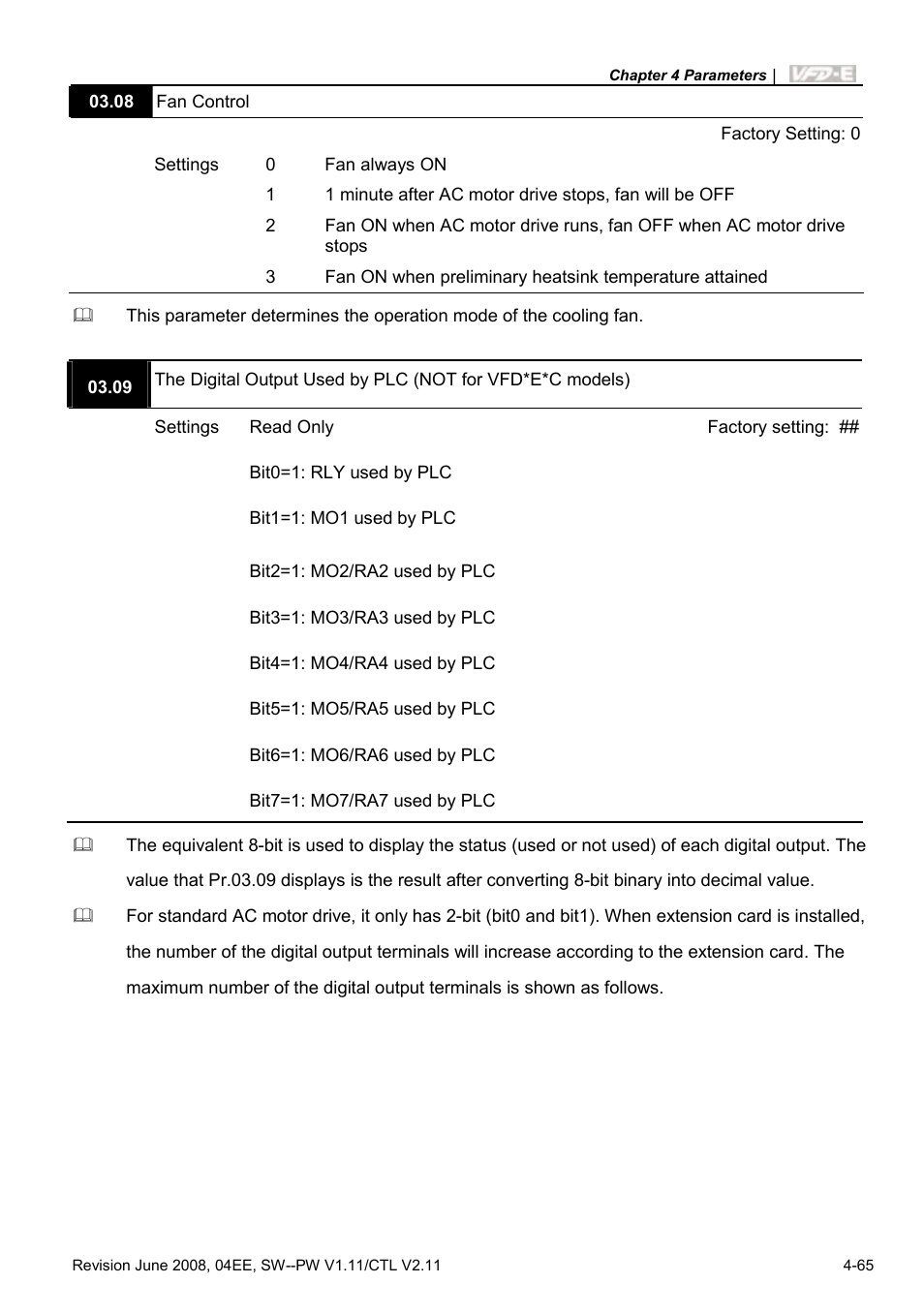 Delta Electronics AC Motor Drive VFD-E User Manual | Page 118 / 363