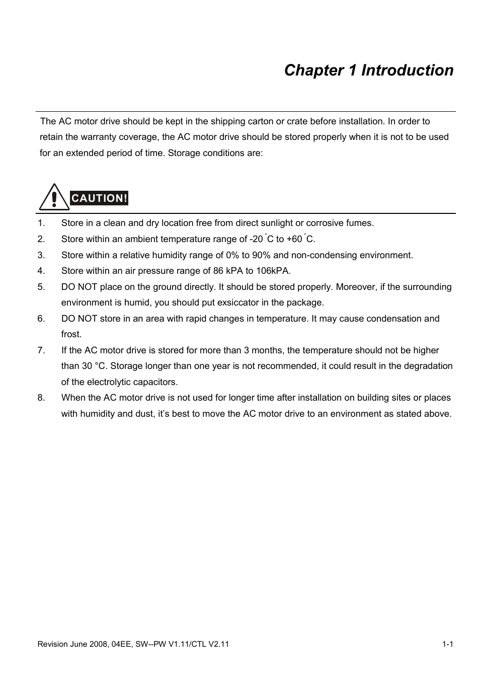 Chapter 1 introduction, Chapter 1 introduction -1 | Delta Electronics AC Motor Drive VFD-E User Manual | Page 14 / 363
