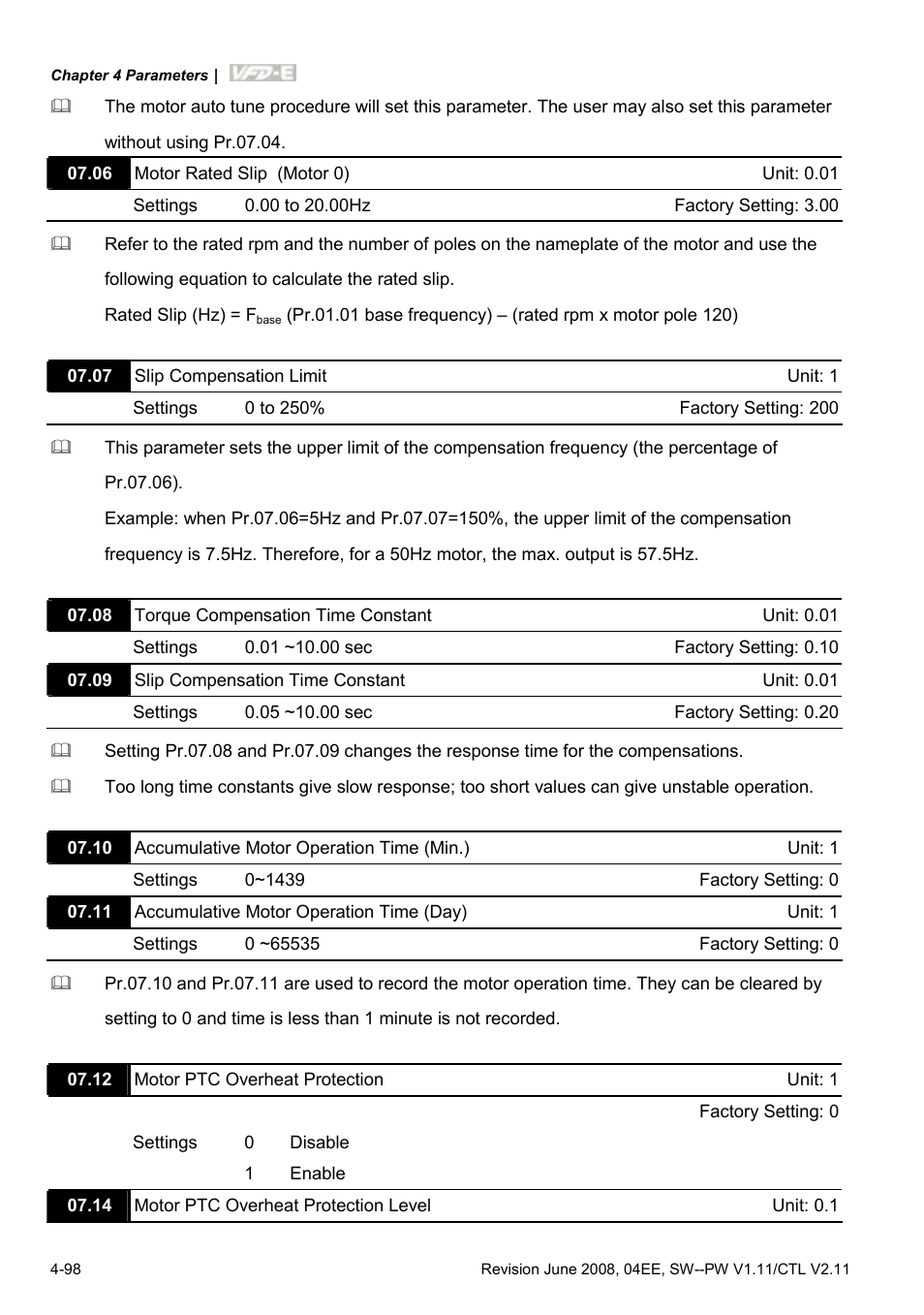 Delta Electronics AC Motor Drive VFD-E User Manual | Page 151 / 363