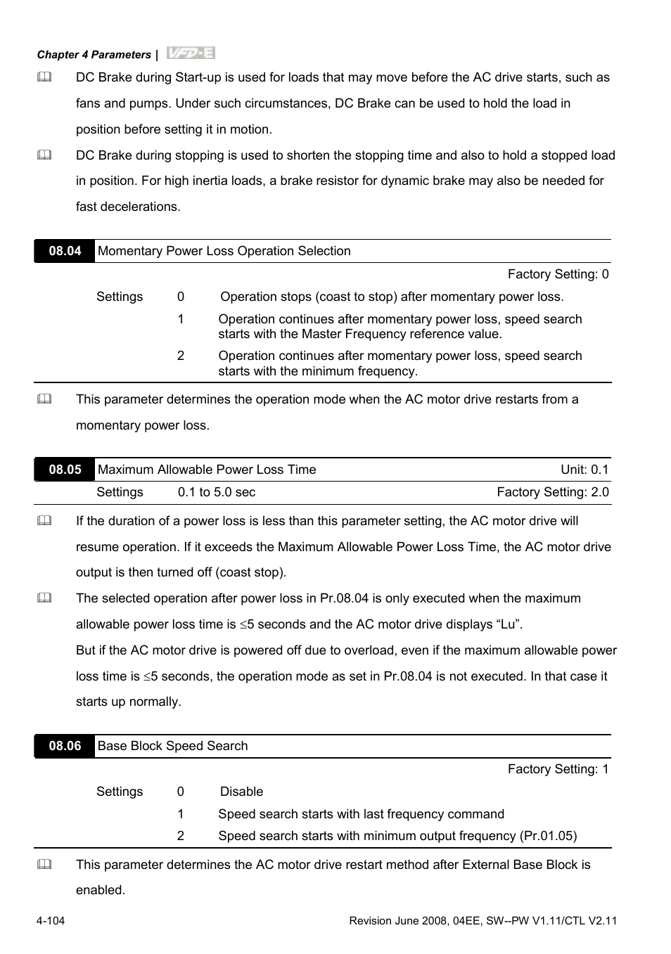 Delta Electronics AC Motor Drive VFD-E User Manual | Page 157 / 363