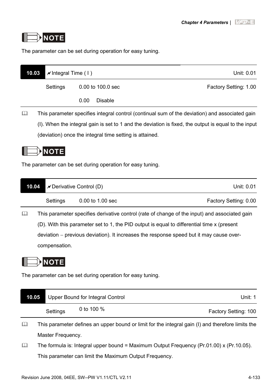 Delta Electronics AC Motor Drive VFD-E User Manual | Page 186 / 363