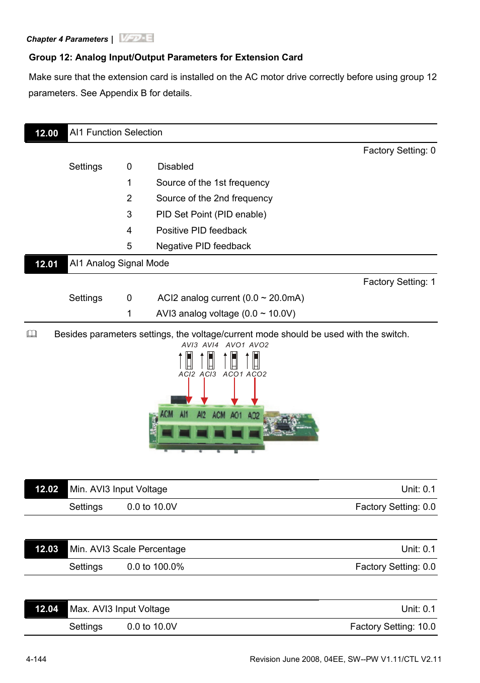 Delta Electronics AC Motor Drive VFD-E User Manual | Page 197 / 363