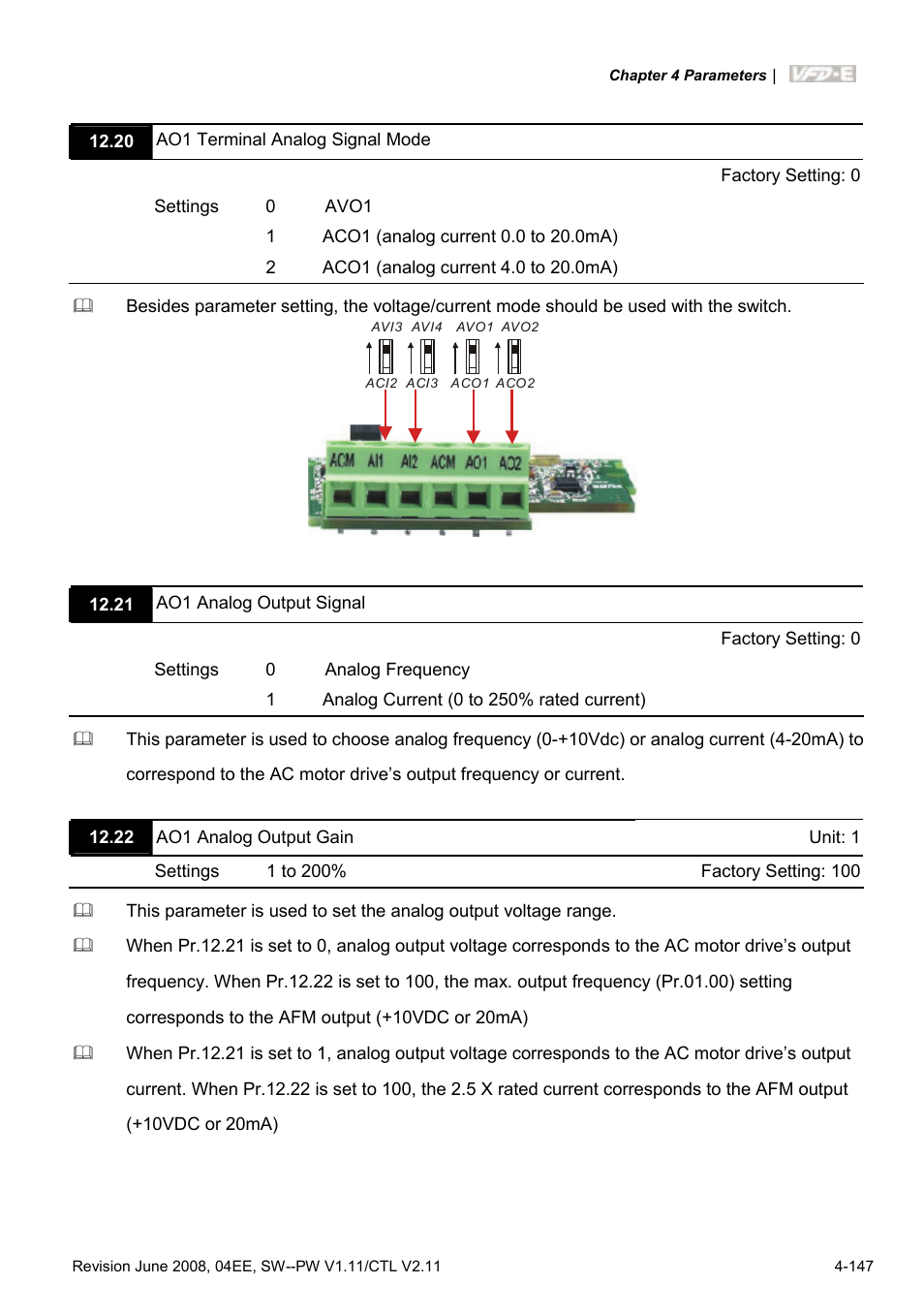 Delta Electronics AC Motor Drive VFD-E User Manual | Page 200 / 363