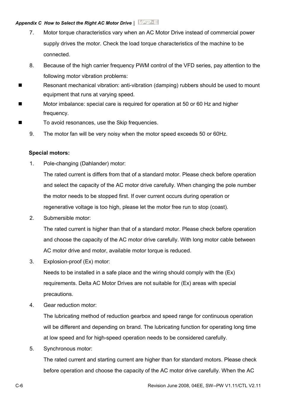 Delta Electronics AC Motor Drive VFD-E User Manual | Page 281 / 363