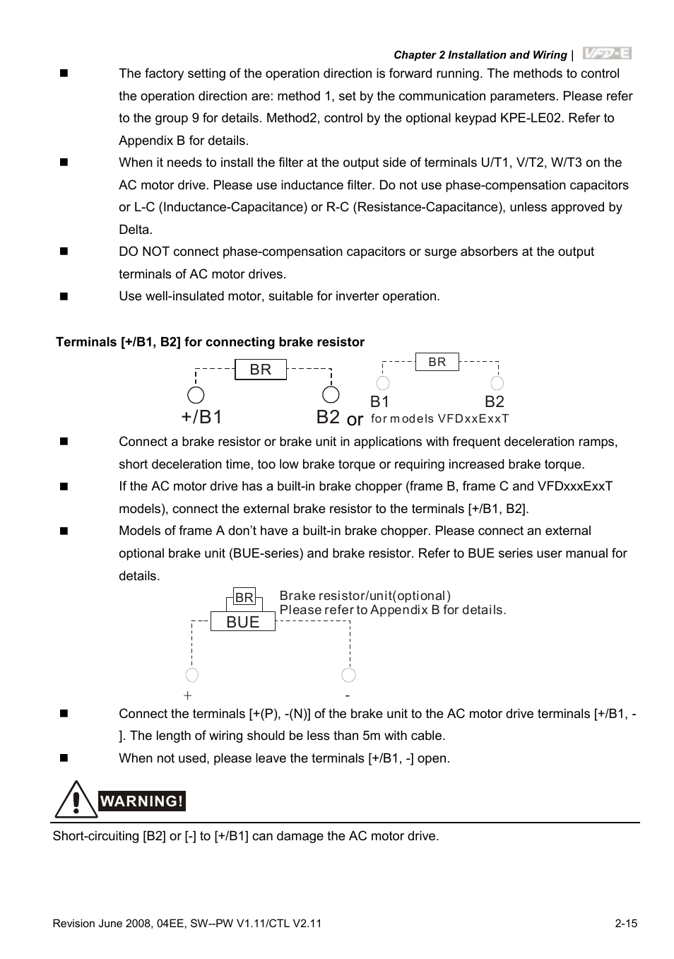 B1 or | Delta Electronics AC Motor Drive VFD-E User Manual | Page 42 / 363