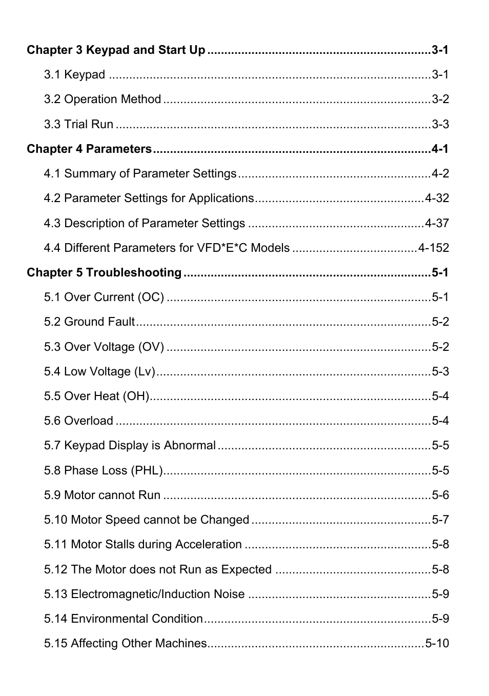 Delta Electronics AC Motor Drive VFD-E User Manual | Page 7 / 363