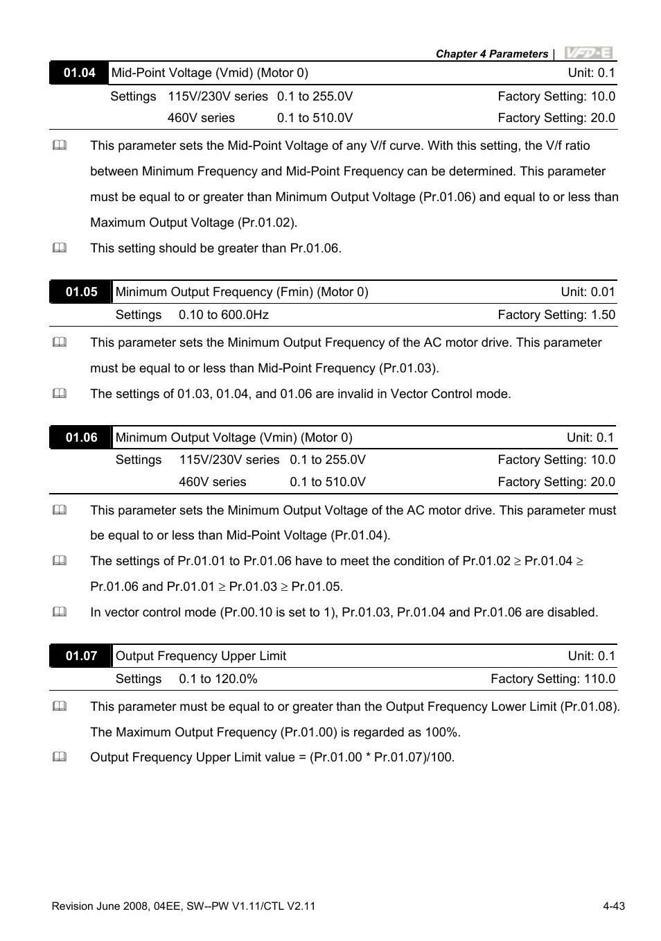 Delta Electronics AC Motor Drive VFD-E User Manual | Page 96 / 363
