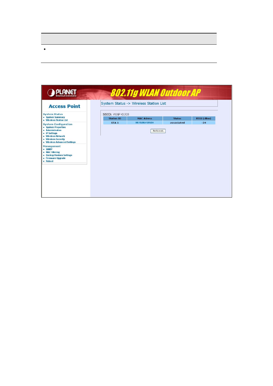 2 wireless station list | PLANET WAP-6100 User Manual | Page 16 / 44