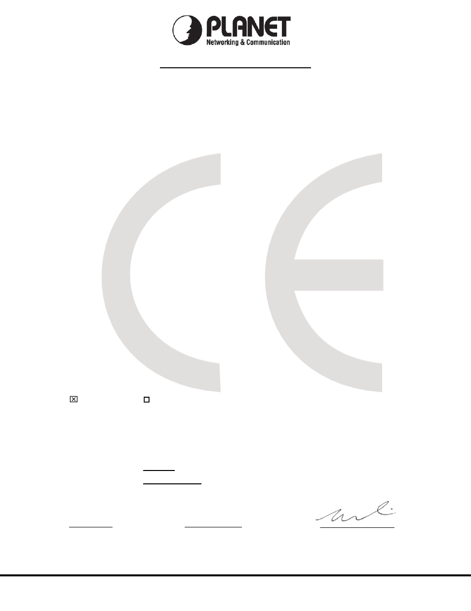Ec declaration of conformity, Planet technology corporation | PLANET WAP-6200 User Manual | Page 69 / 69