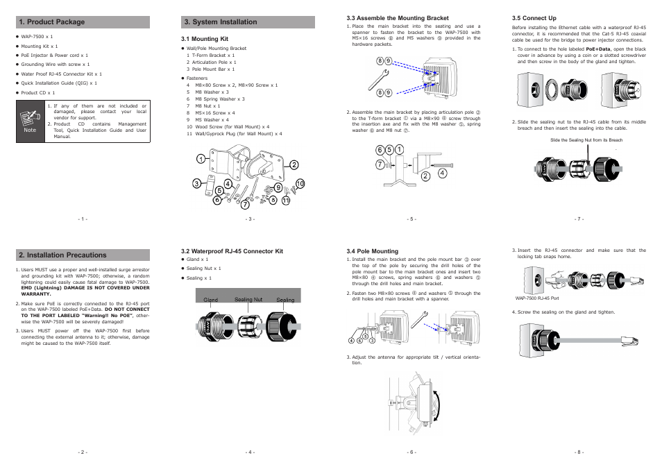 PLANET WAP-7500 User Manual | 2 pages