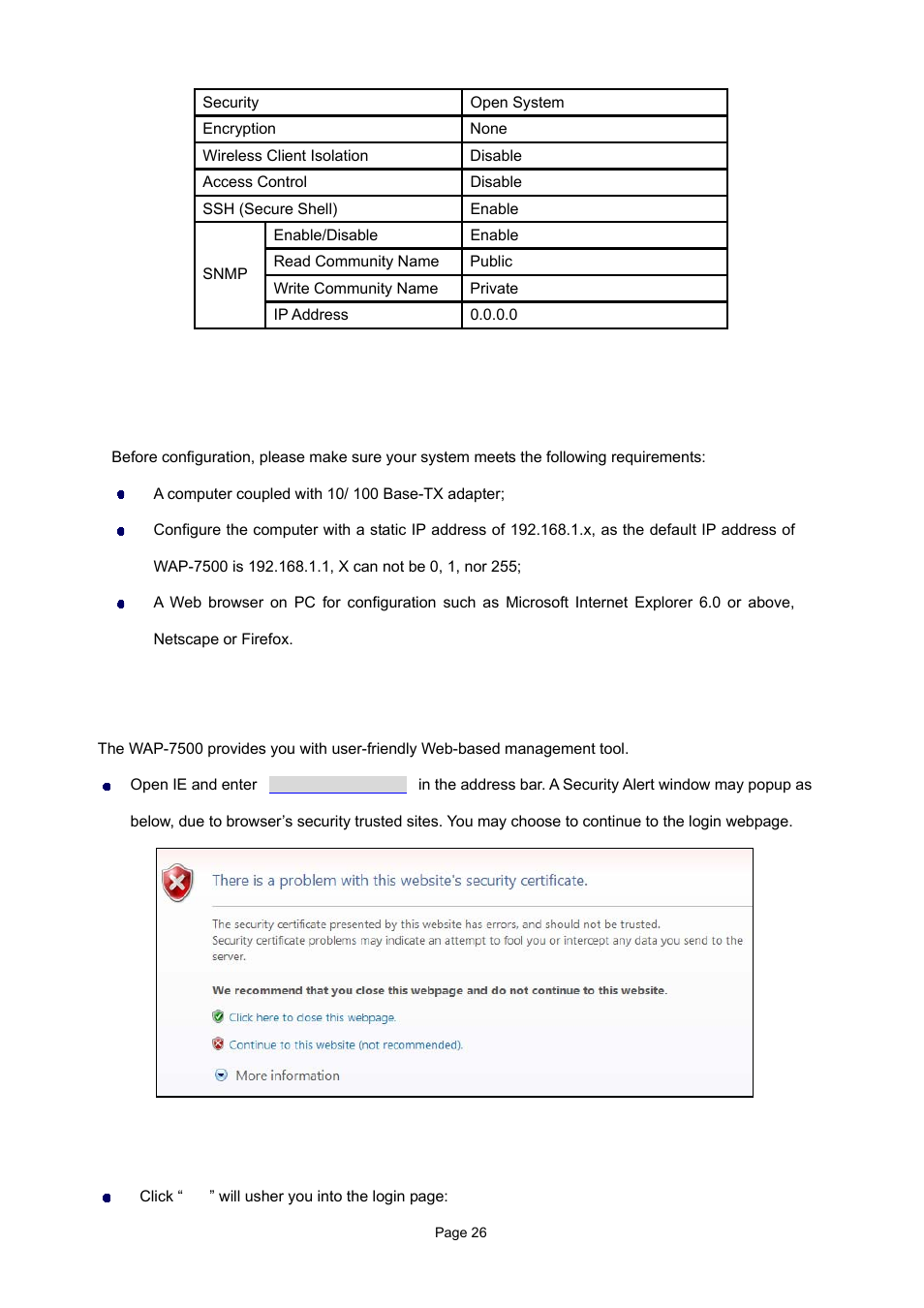 2 system requirements, 3 how to login the web-based interface | PLANET WAP-7500 User Manual | Page 26 / 82