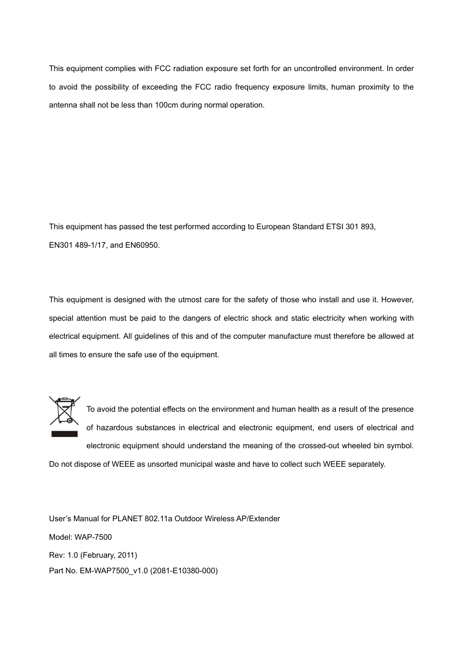 PLANET WAP-7500 User Manual | Page 3 / 82
