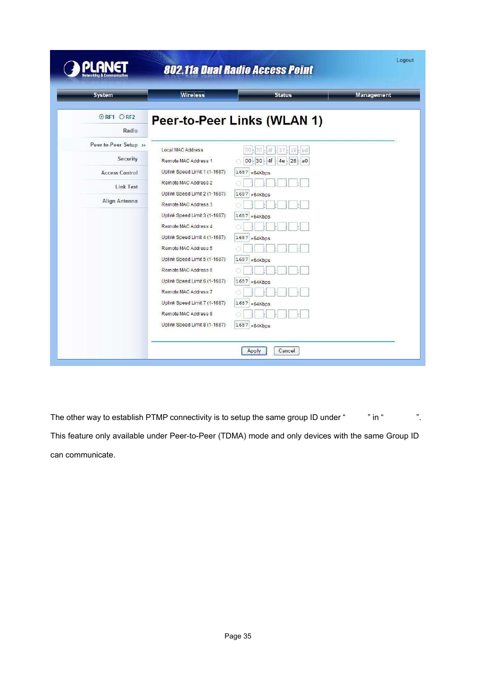 PLANET WAP-7500 User Manual | Page 35 / 82