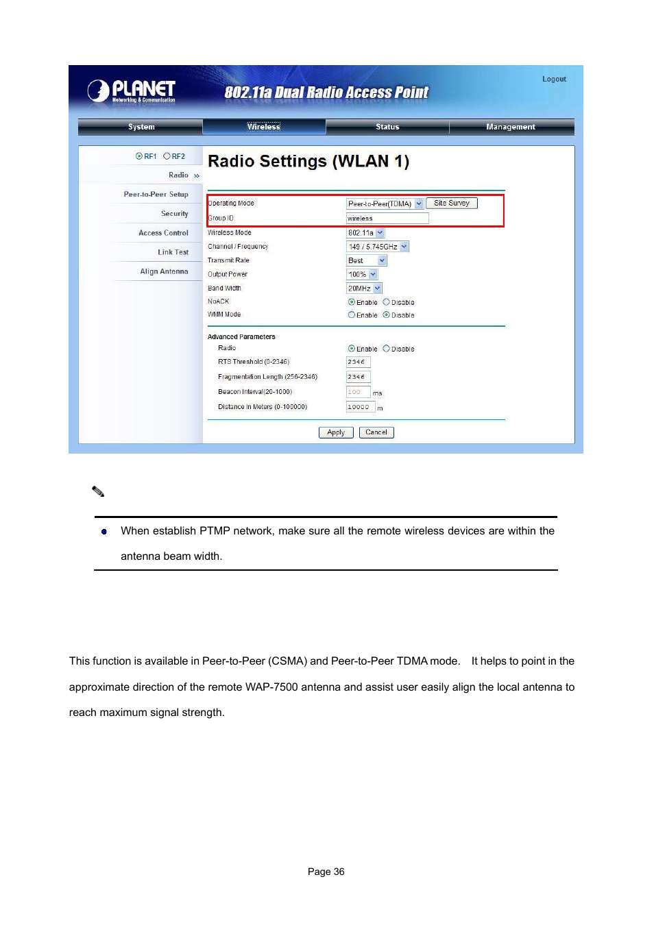 3 antenna alignment tool | PLANET WAP-7500 User Manual | Page 36 / 82