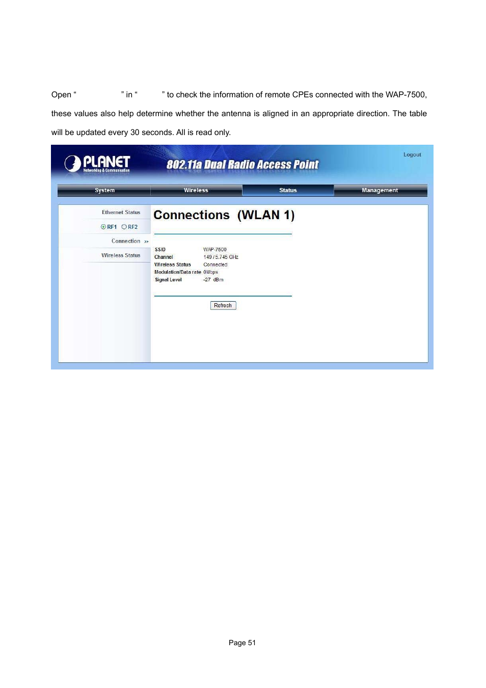 4 connection | PLANET WAP-7500 User Manual | Page 51 / 82