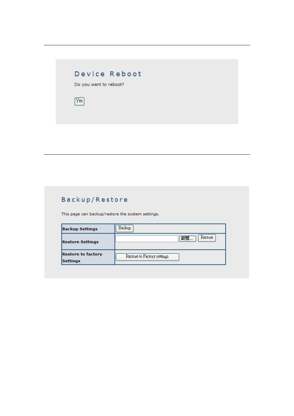 3 device reboot, 4 backup / restore | PLANET WAP-8000 User Manual | Page 22 / 26