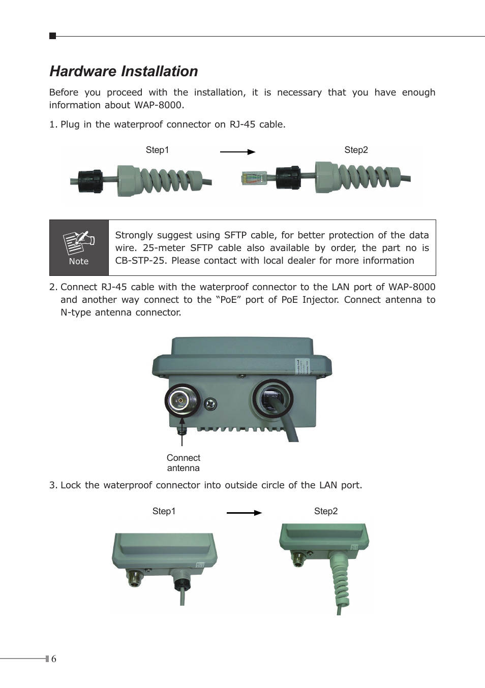 Hardware installation | PLANET WAP-8000 User Manual | Page 6 / 12