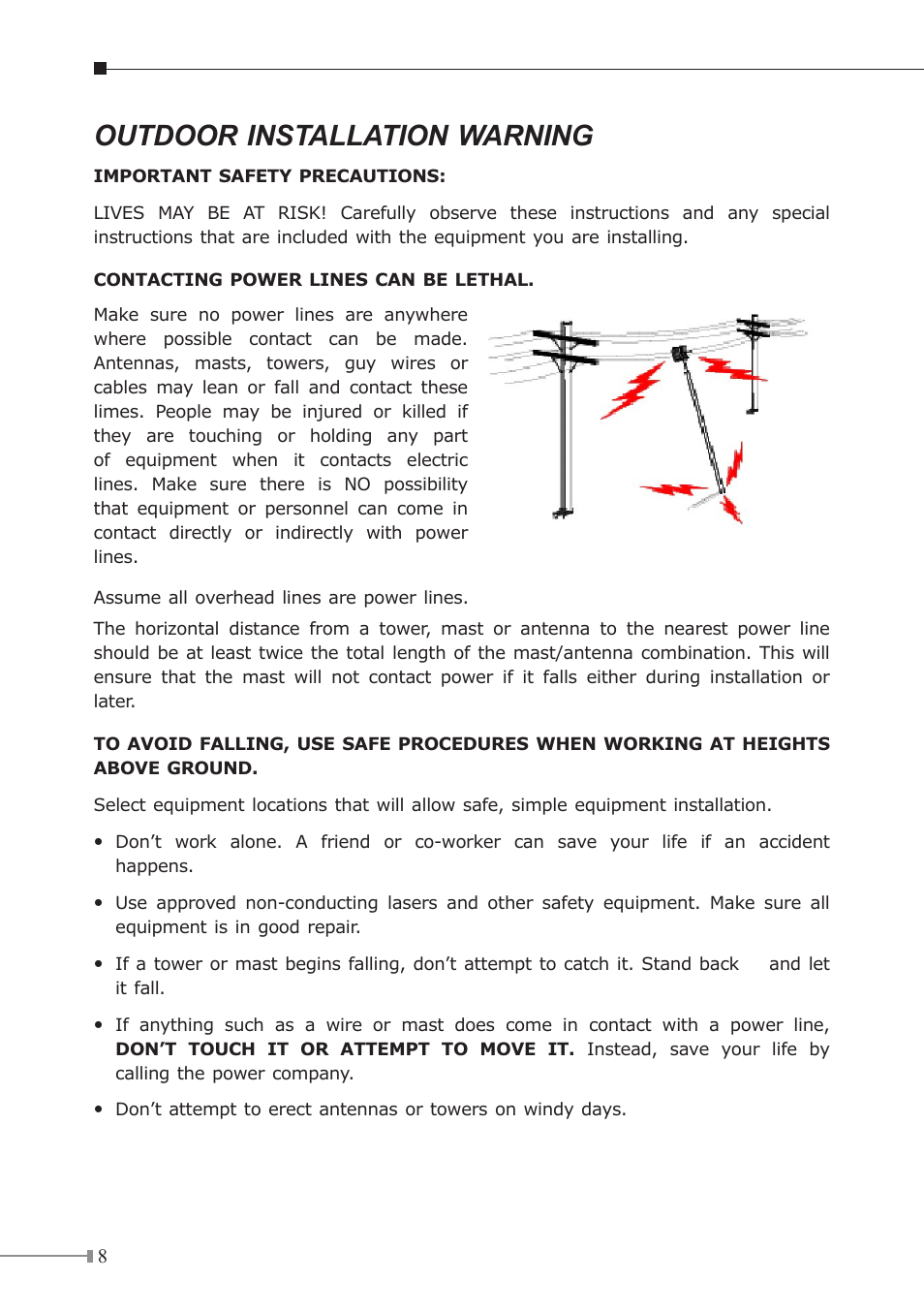 Outdoor installation warning | PLANET WAP-8000 User Manual | Page 8 / 12