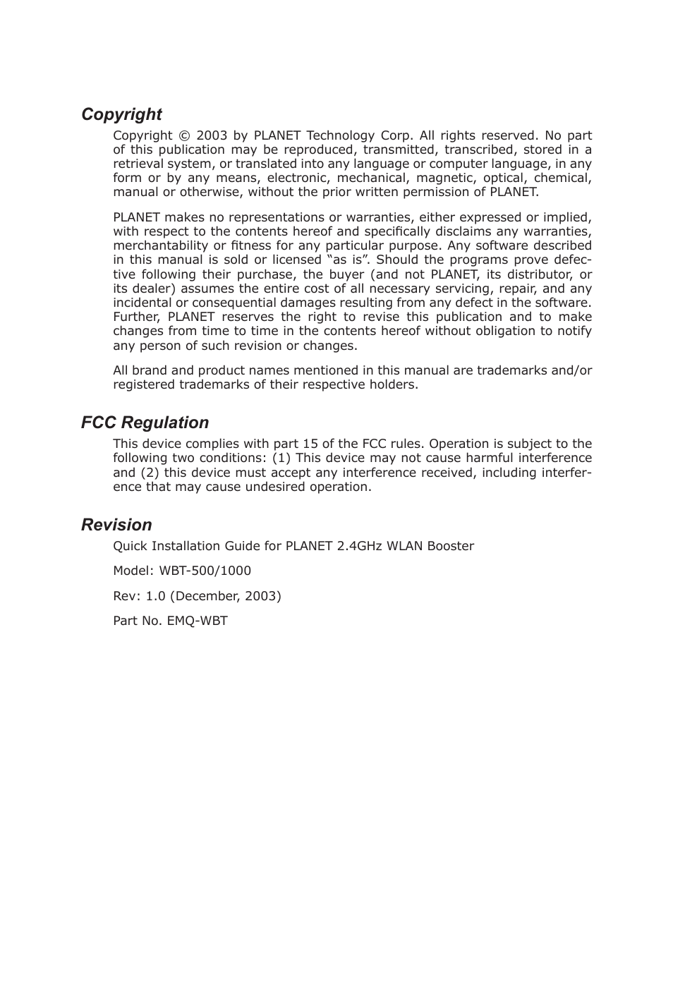 PLANET WBT-1000 User Manual | 10 pages