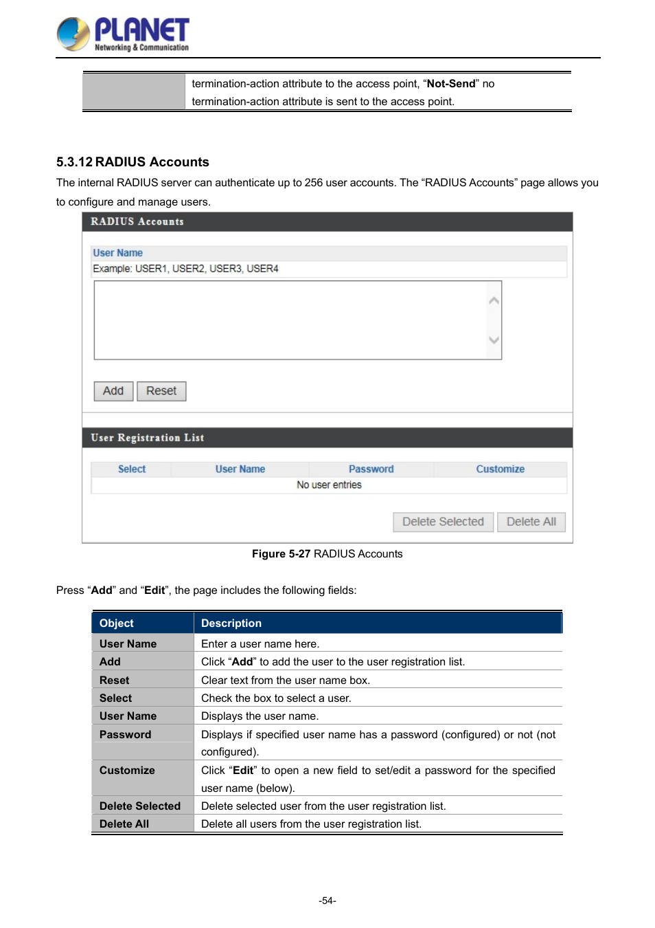12 radius accounts, Radius accounts, Igure | Radius, Ccounts | PLANET WDAP-1750AC User Manual | Page 62 / 91