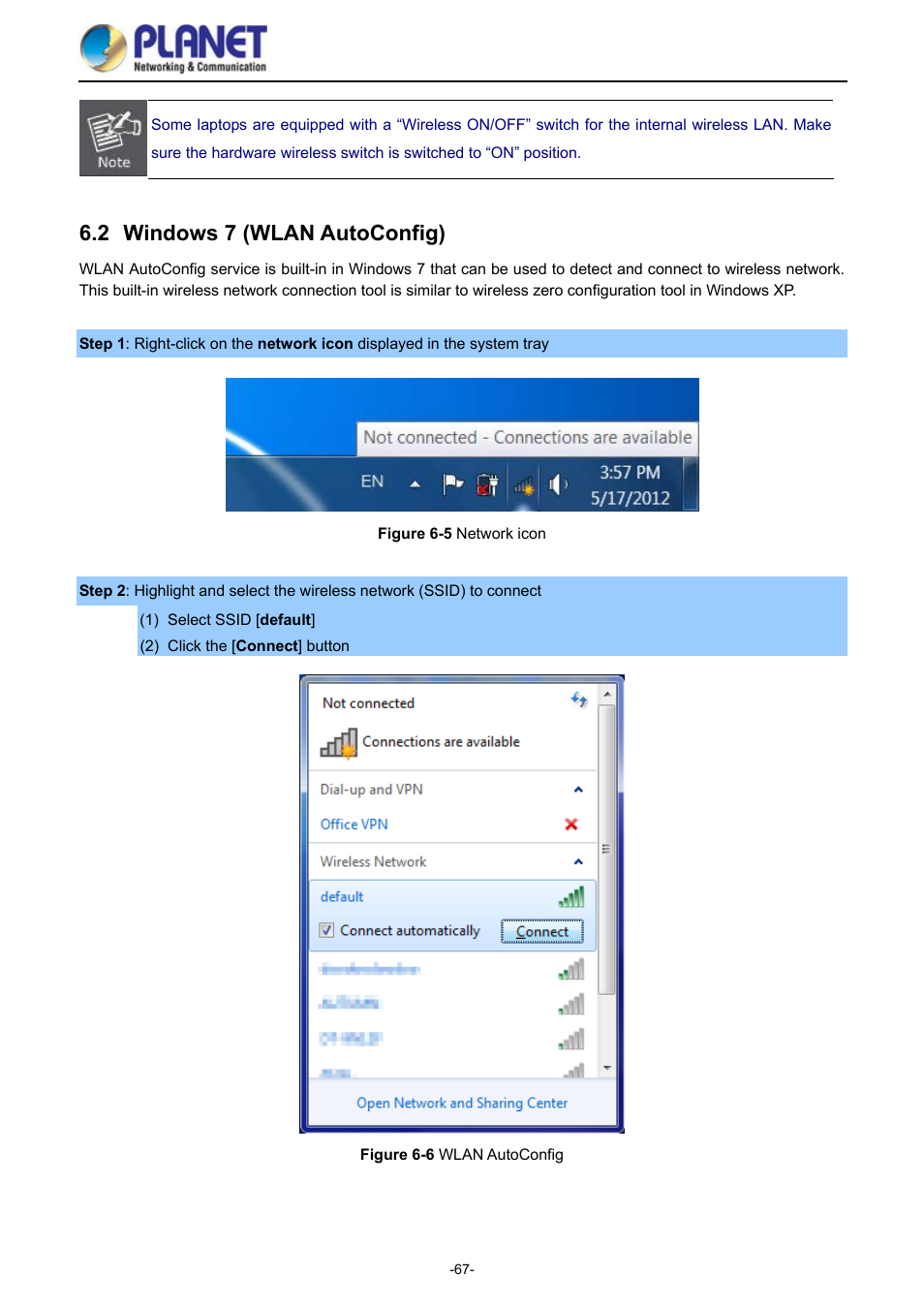 2 windows 7 (wlan autoconfig), Windows 7 (wlan autoconfig), Igure | Etwork icon, Wlan, Onfig | PLANET WDAP-1750AC User Manual | Page 75 / 91