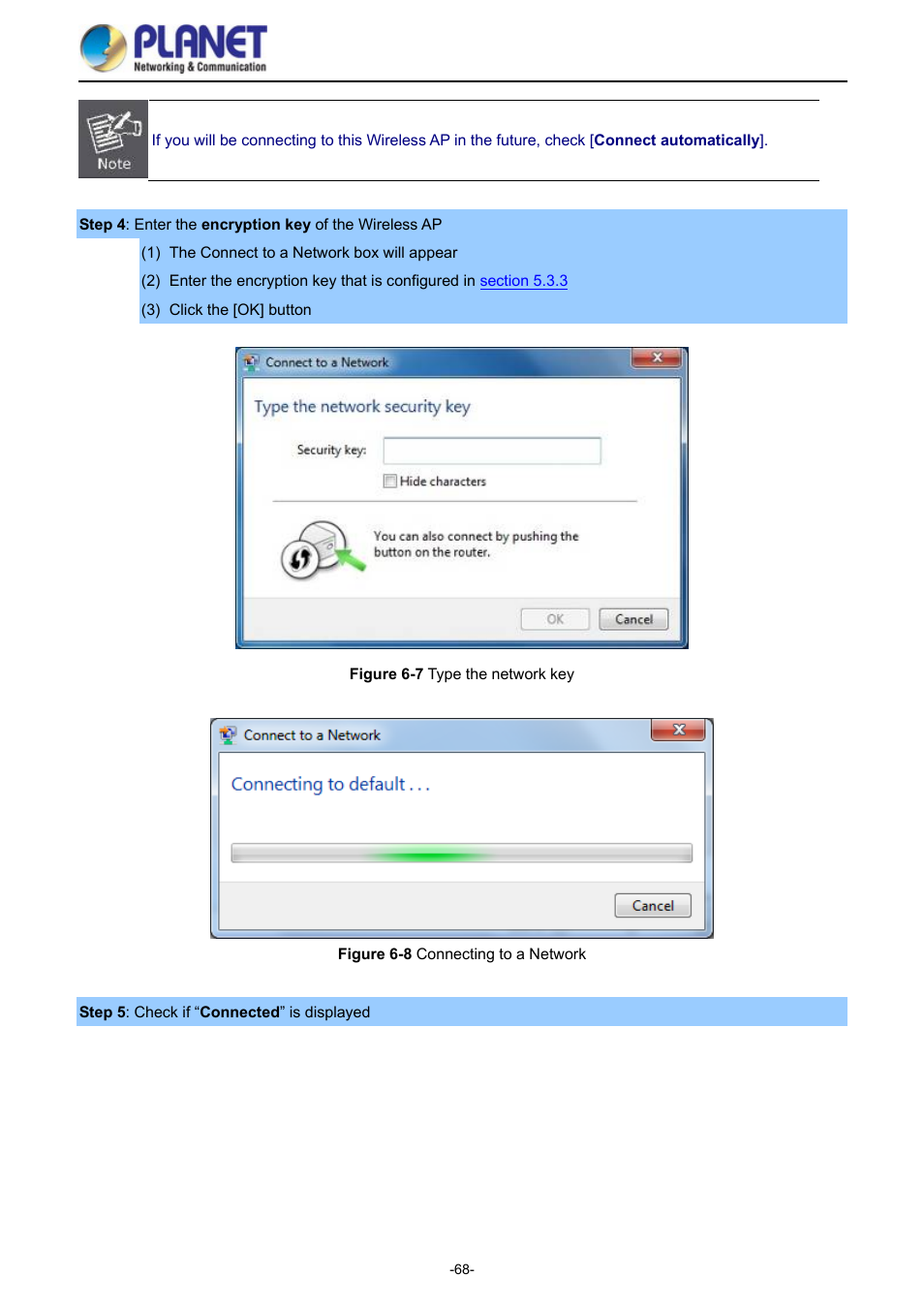 Igure, Ype the network key, Onnecting to a | Etwork | PLANET WDAP-1750AC User Manual | Page 76 / 91