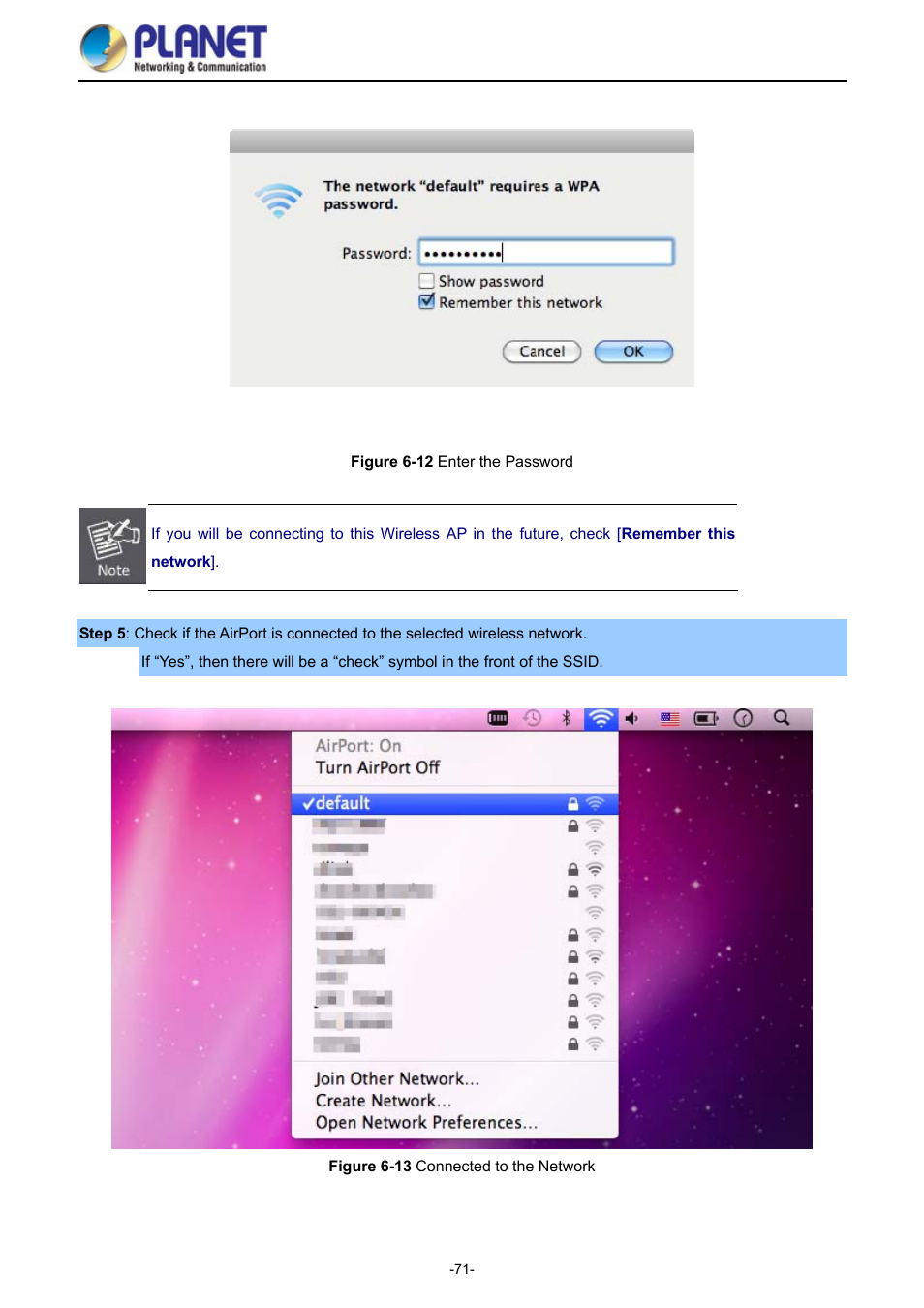 Igure, Nter the, Assword | Onnected to the, Etwork | PLANET WDAP-1750AC User Manual | Page 79 / 91