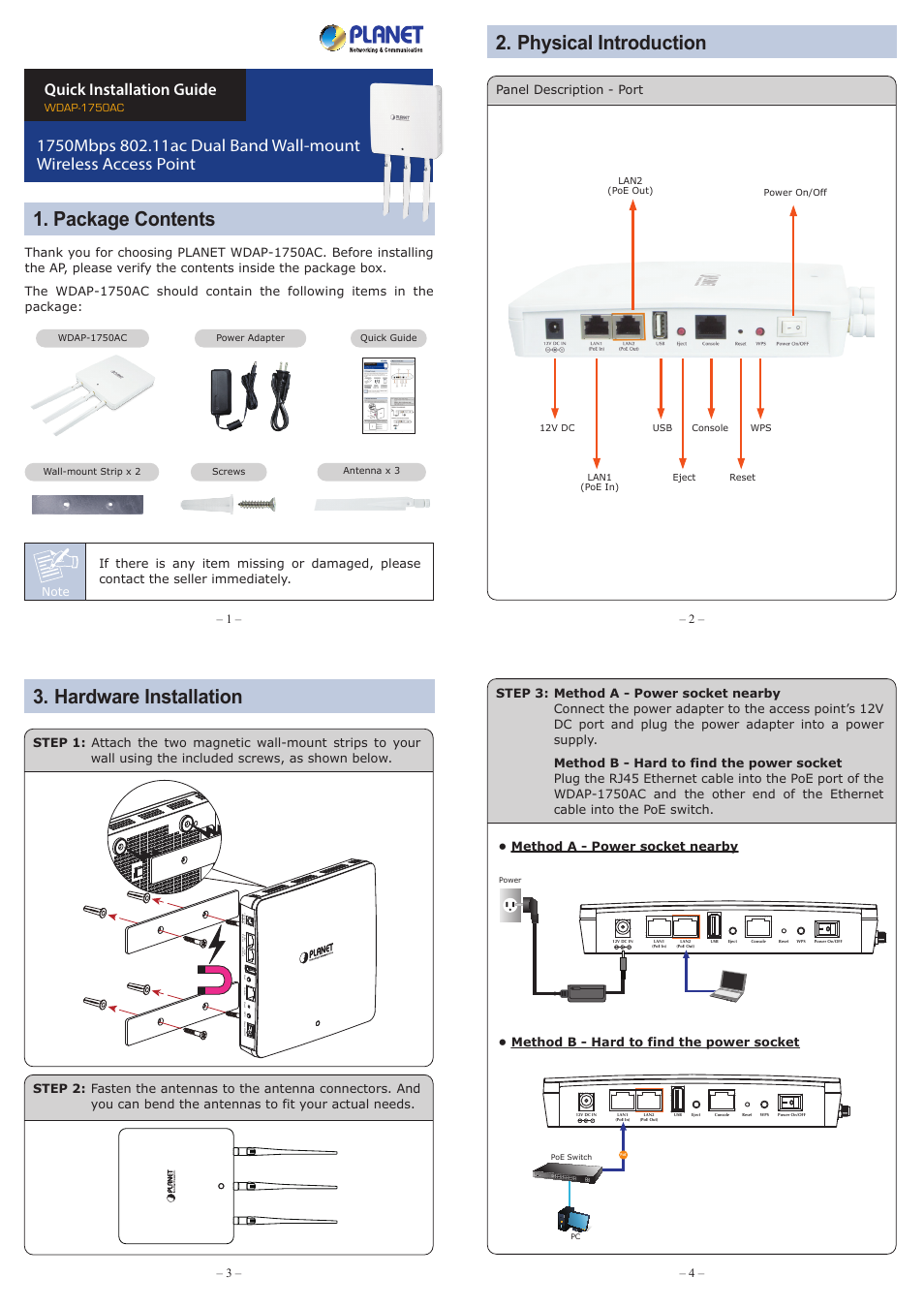 PLANET WDAP-1750AC User Manual | 2 pages