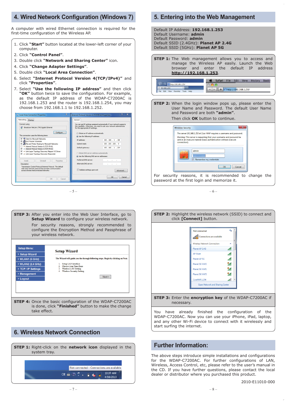 Wireless network connection further information, Quick installation guide | PLANET WDAP-C7200AC User Manual | Page 2 / 2
