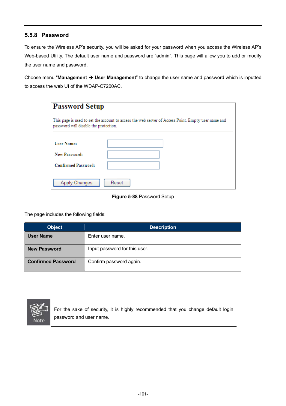 8 password, Password, Igure | Assword, Etup | PLANET WDAP-C7200AC User Manual | Page 110 / 129