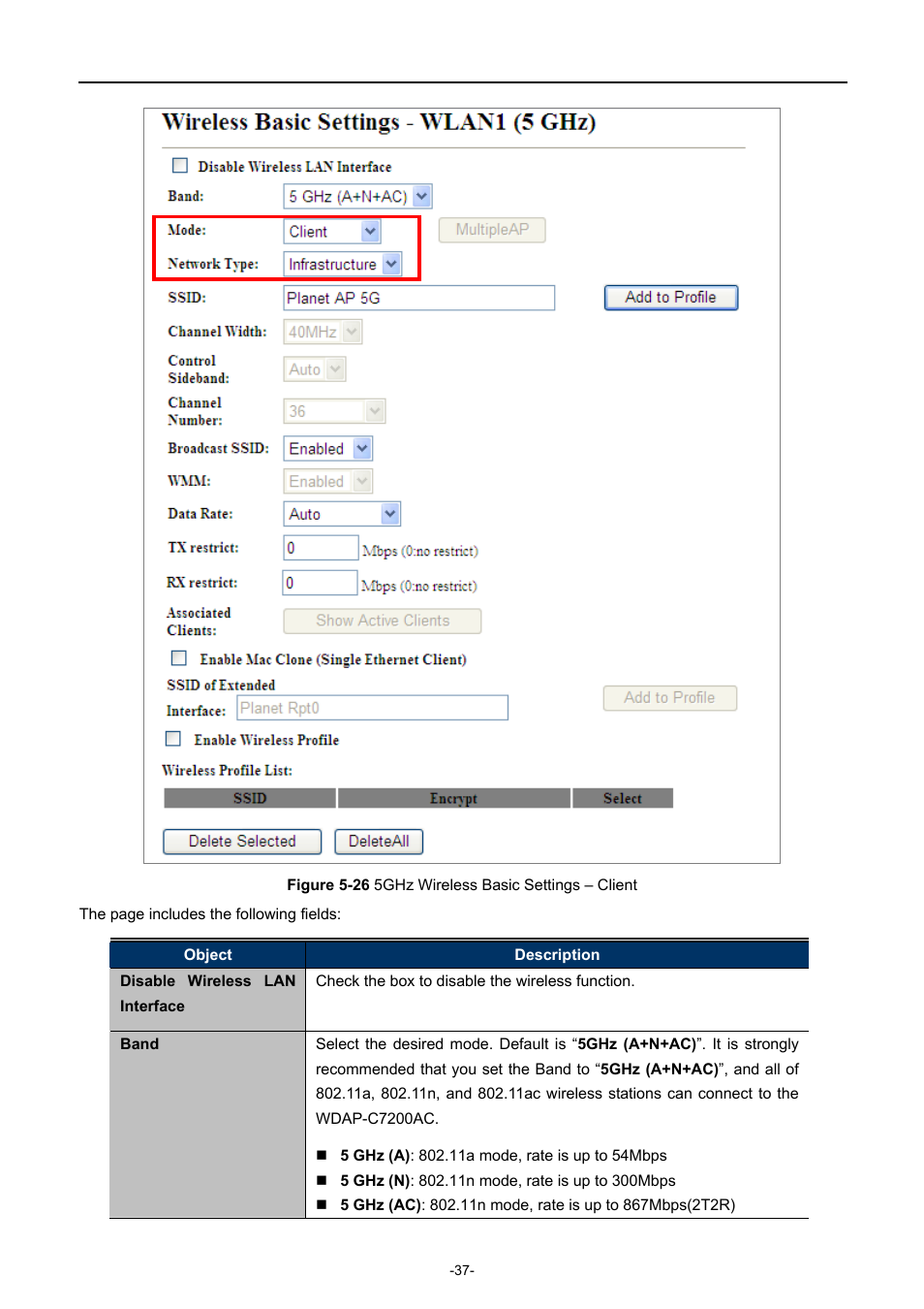 Igure, Ireless, Asic | Ettings, Lient | PLANET WDAP-C7200AC User Manual | Page 46 / 129