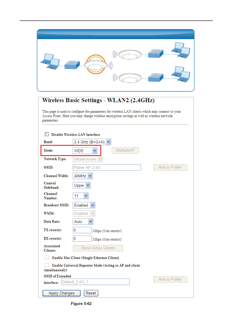 Igure, Ireless, Asic | Ettings, Wds bridge-ptmp mode | PLANET WDAP-C7200AC User Manual | Page 82 / 129