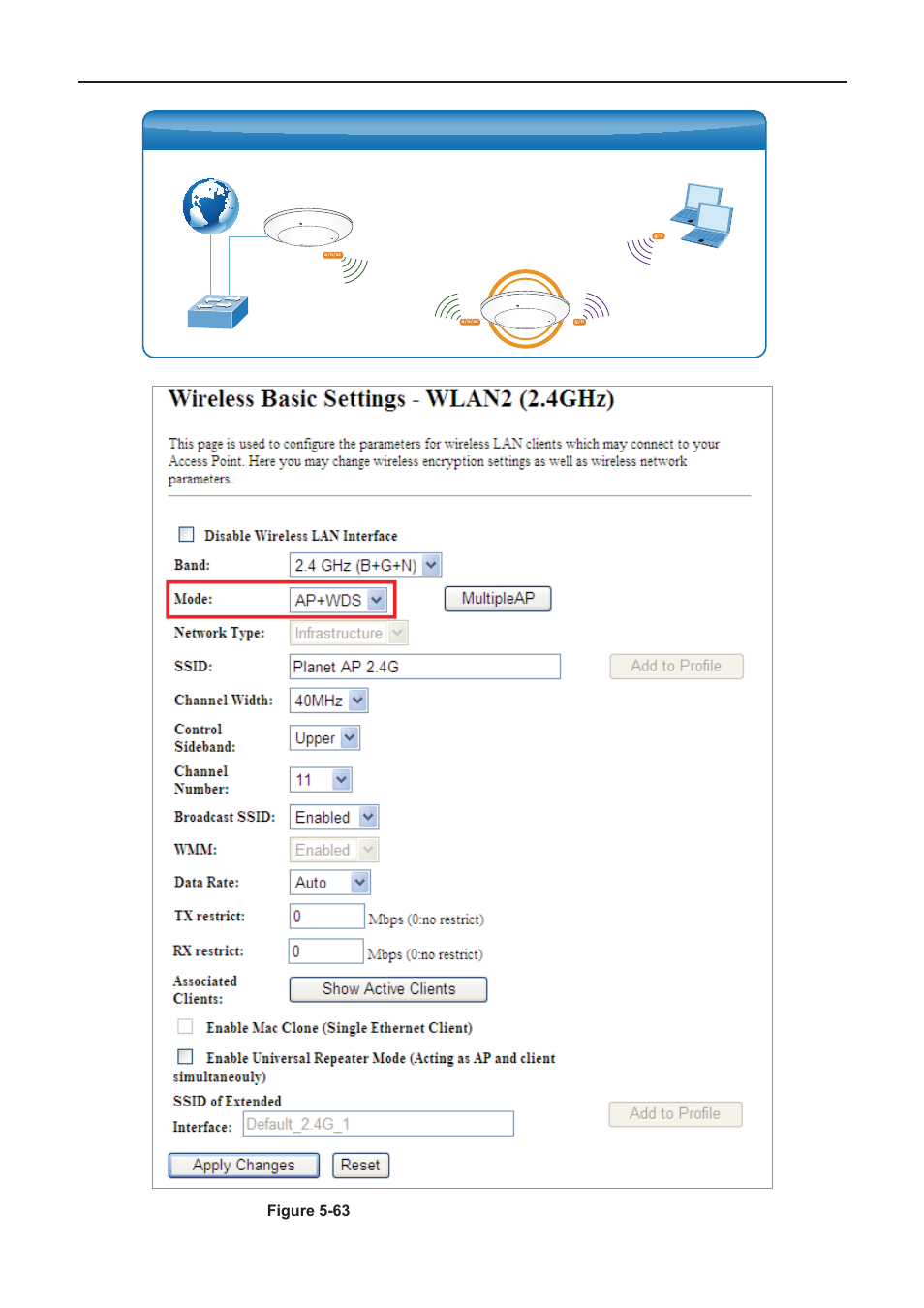 Igure, Ireless, Asic | Ettings, Wds+ap, Wds repeater mode, Switch | PLANET WDAP-C7200AC User Manual | Page 84 / 129