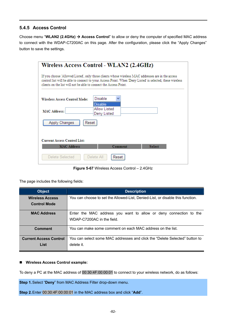 5 access control, Access control, Igure | Ireless, Ccess, Ontrol | PLANET WDAP-C7200AC User Manual | Page 91 / 129