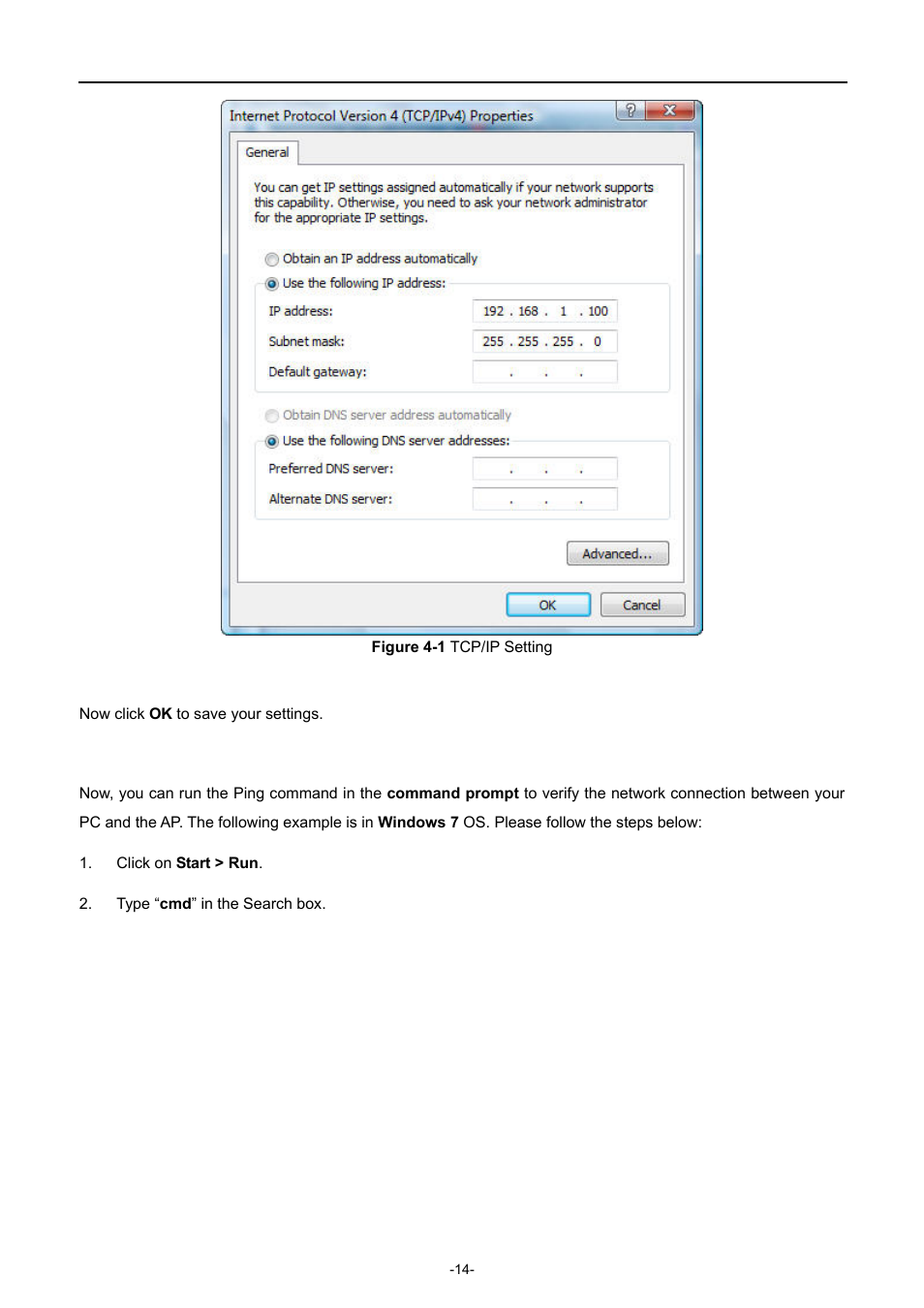 Igure, Tcp/ip, Etting | PLANET WDAP-C7400 User Manual | Page 22 / 71