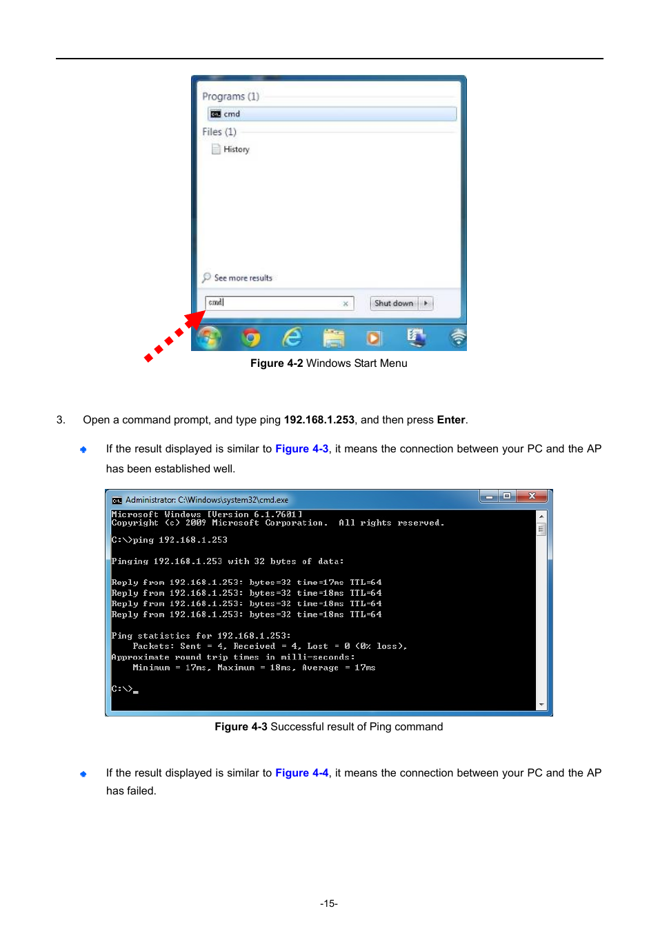 Igure, Indows, Tart | Uccessful result of, Ing command | PLANET WDAP-C7400 User Manual | Page 23 / 71