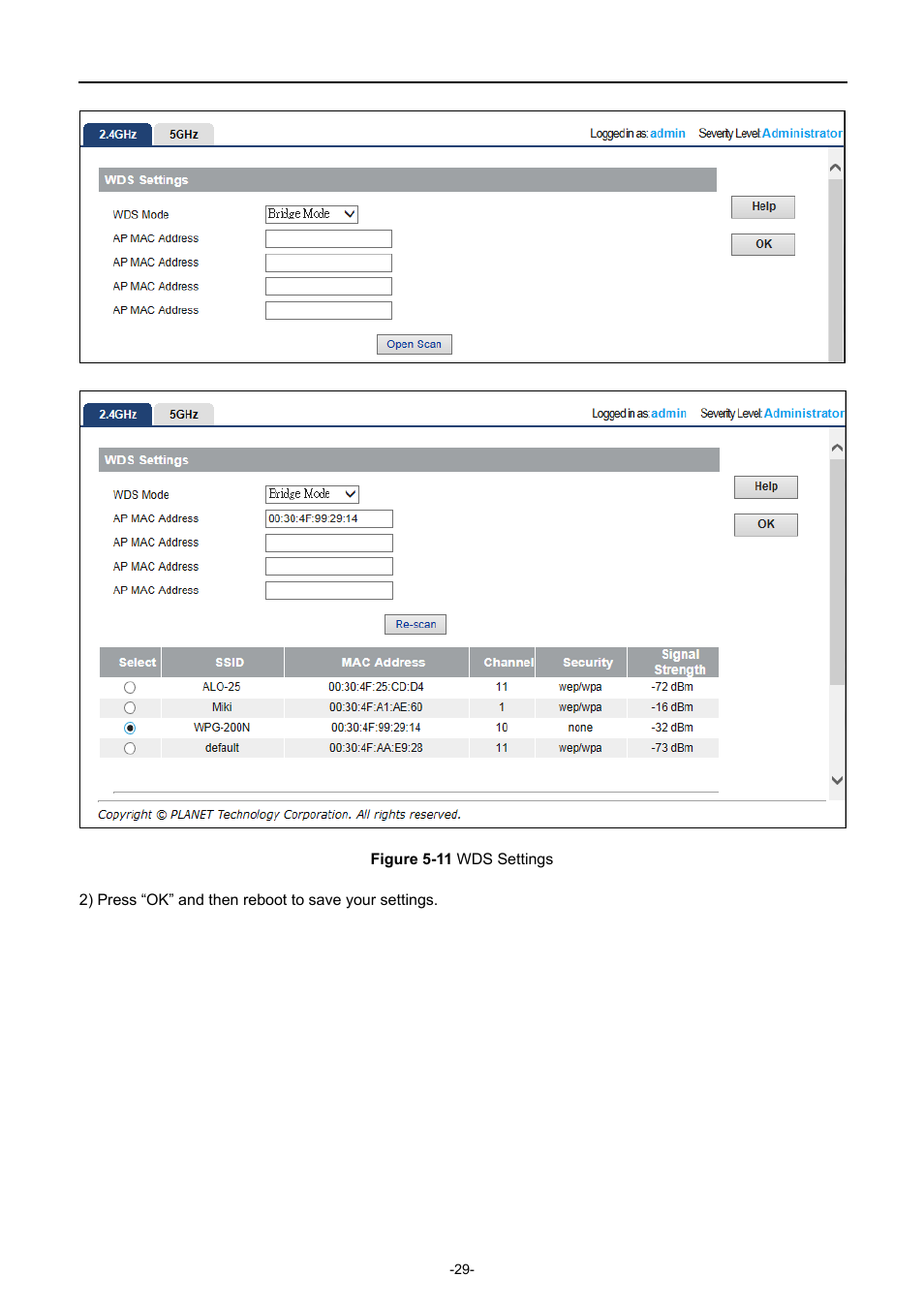 Igure, Ettings | PLANET WDAP-C7400 User Manual | Page 37 / 71