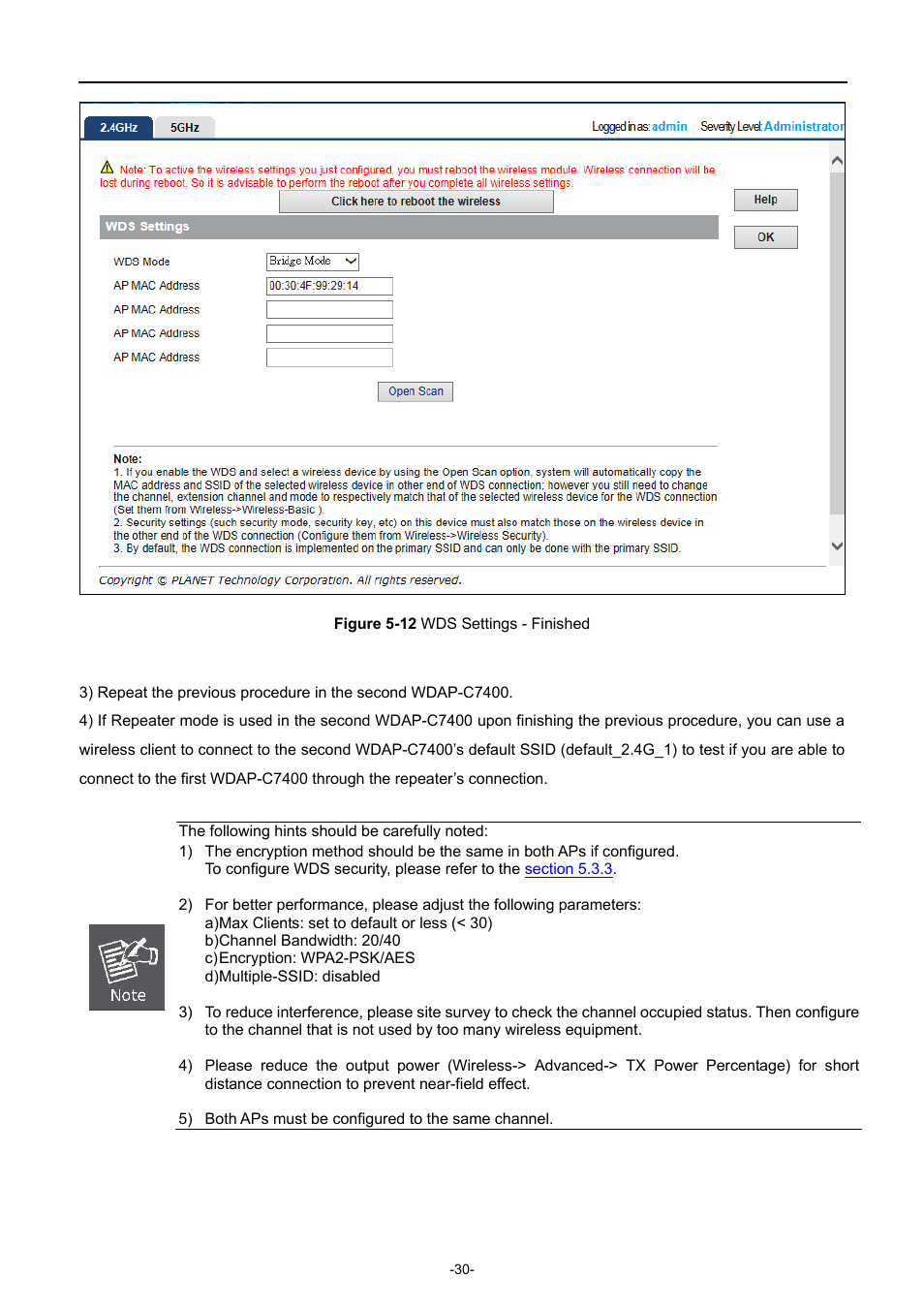 Igure, Ettings, Inished | PLANET WDAP-C7400 User Manual | Page 38 / 71