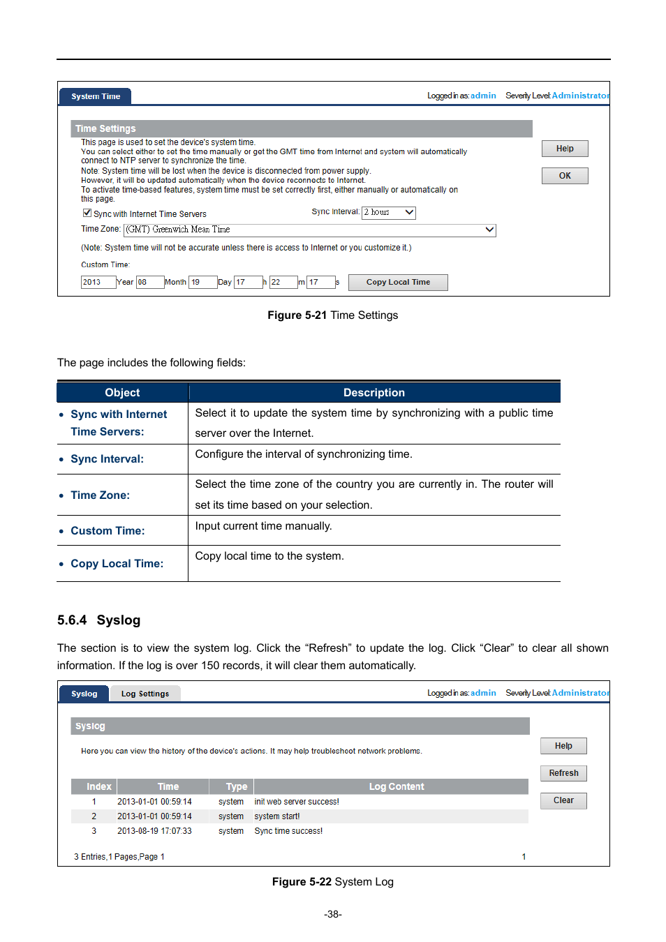 4 syslog, Syslog, Igure | Ettings, Ystem | PLANET WDAP-C7400 User Manual | Page 46 / 71