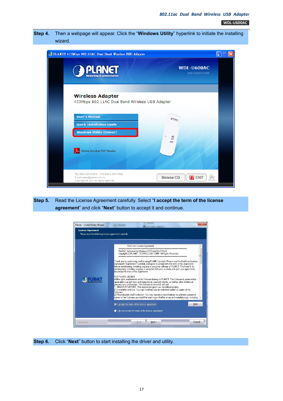 PLANET WDL-U600AC User Manual | Page 17 / 64