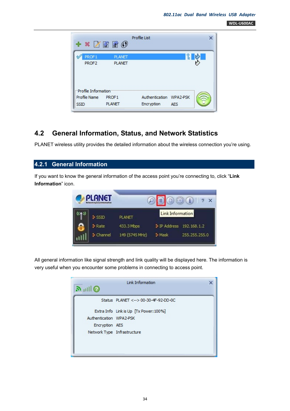 1 general information, General information | PLANET WDL-U600AC User Manual | Page 34 / 64