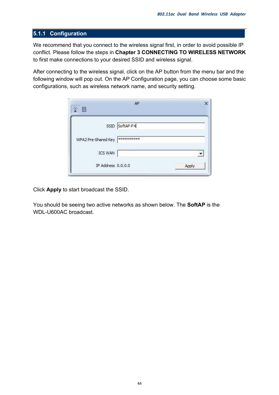 1 configuration, Configuration | PLANET WDL-U600AC User Manual | Page 44 / 64