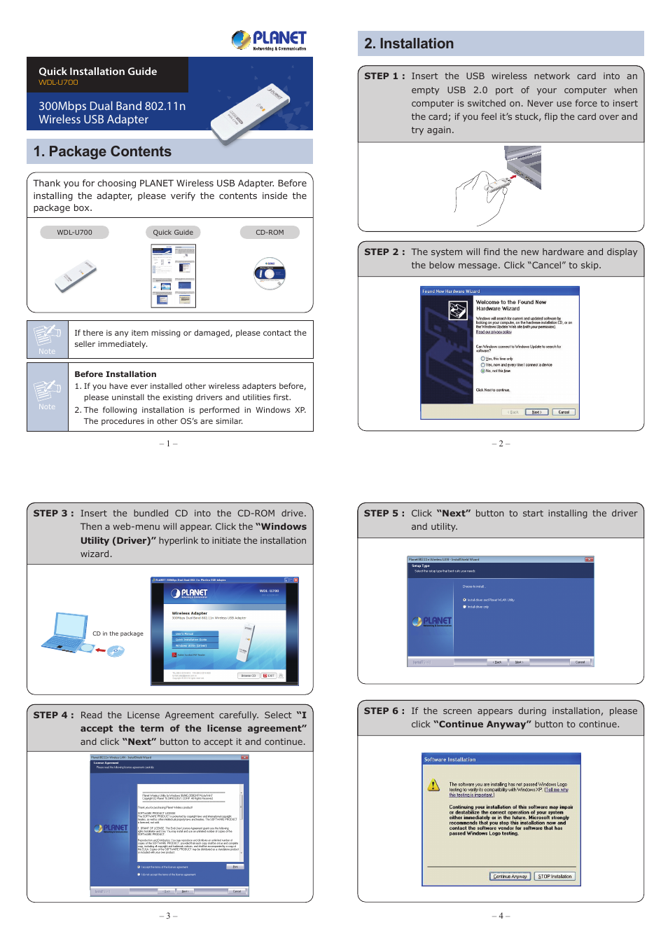 PLANET WDL-U700 User Manual | 2 pages