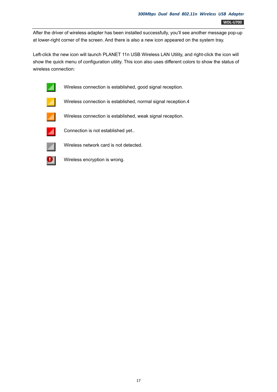 PLANET WDL-U700 User Manual | Page 17 / 67