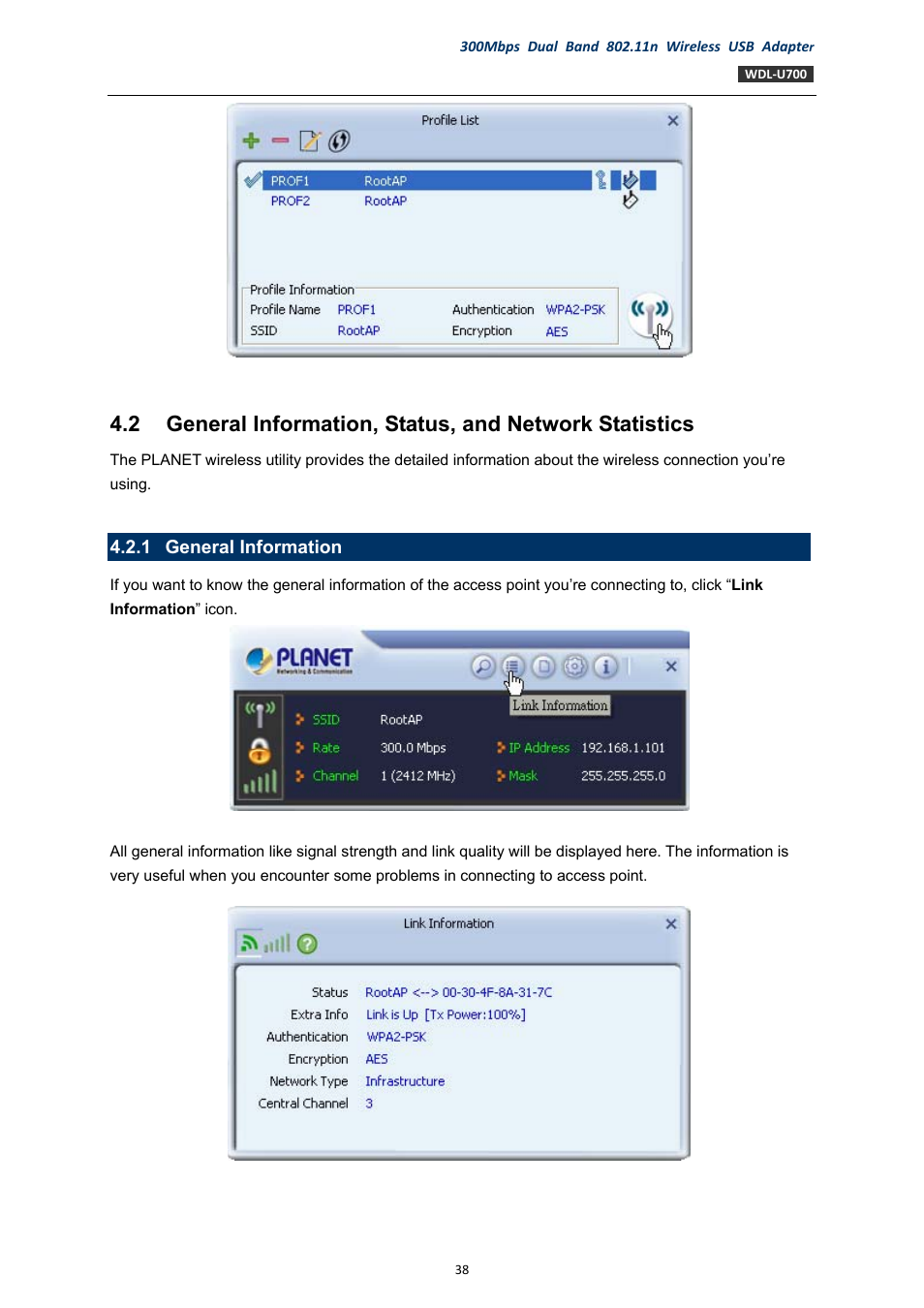 1 general information, General information | PLANET WDL-U700 User Manual | Page 38 / 67