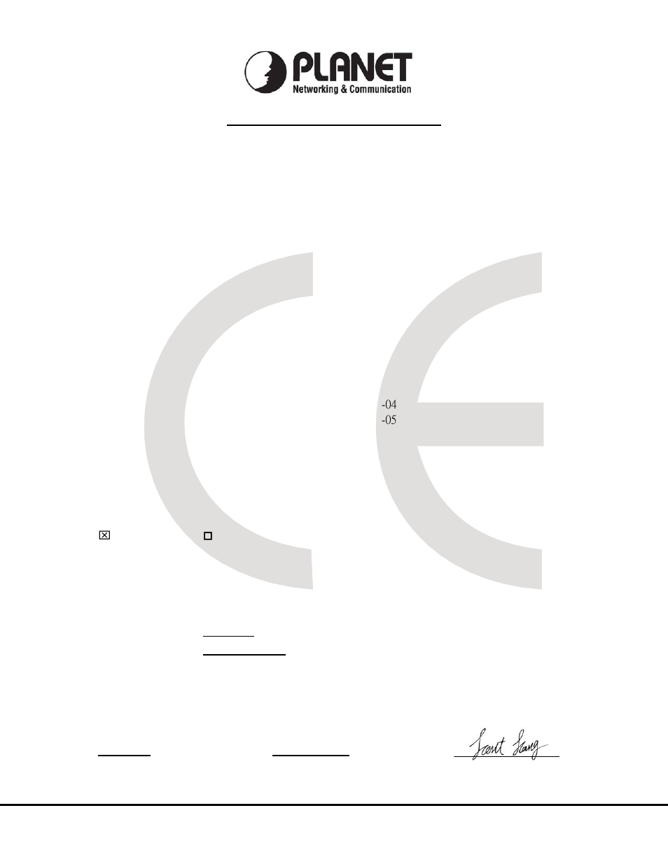 Ec declaration of conformity, Planet technology corporation | PLANET WDL-U700 User Manual | Page 66 / 67
