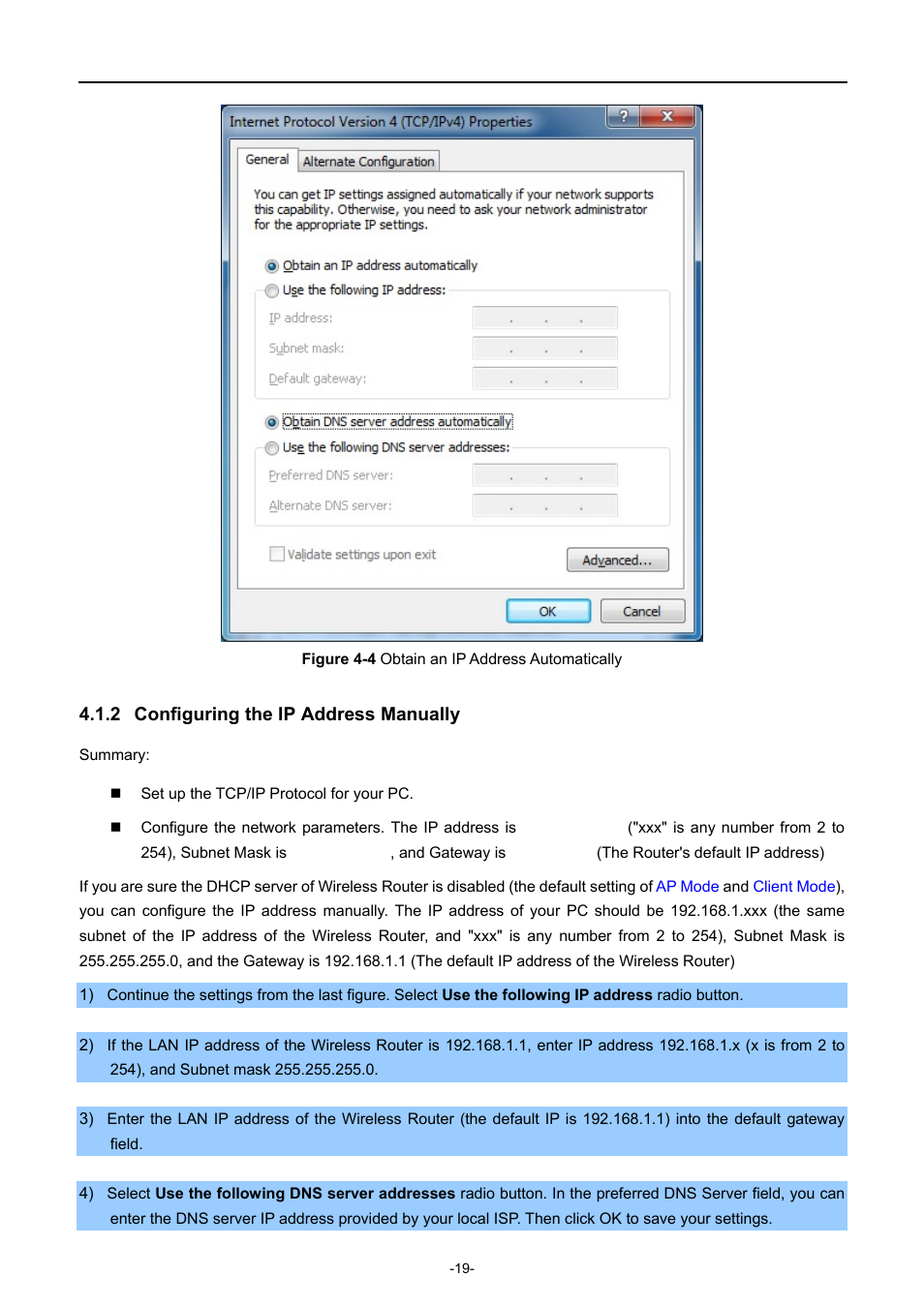 2 configuring the ip address manually, Configuring the ip address manually | PLANET WDRT-1200AC User Manual | Page 25 / 106