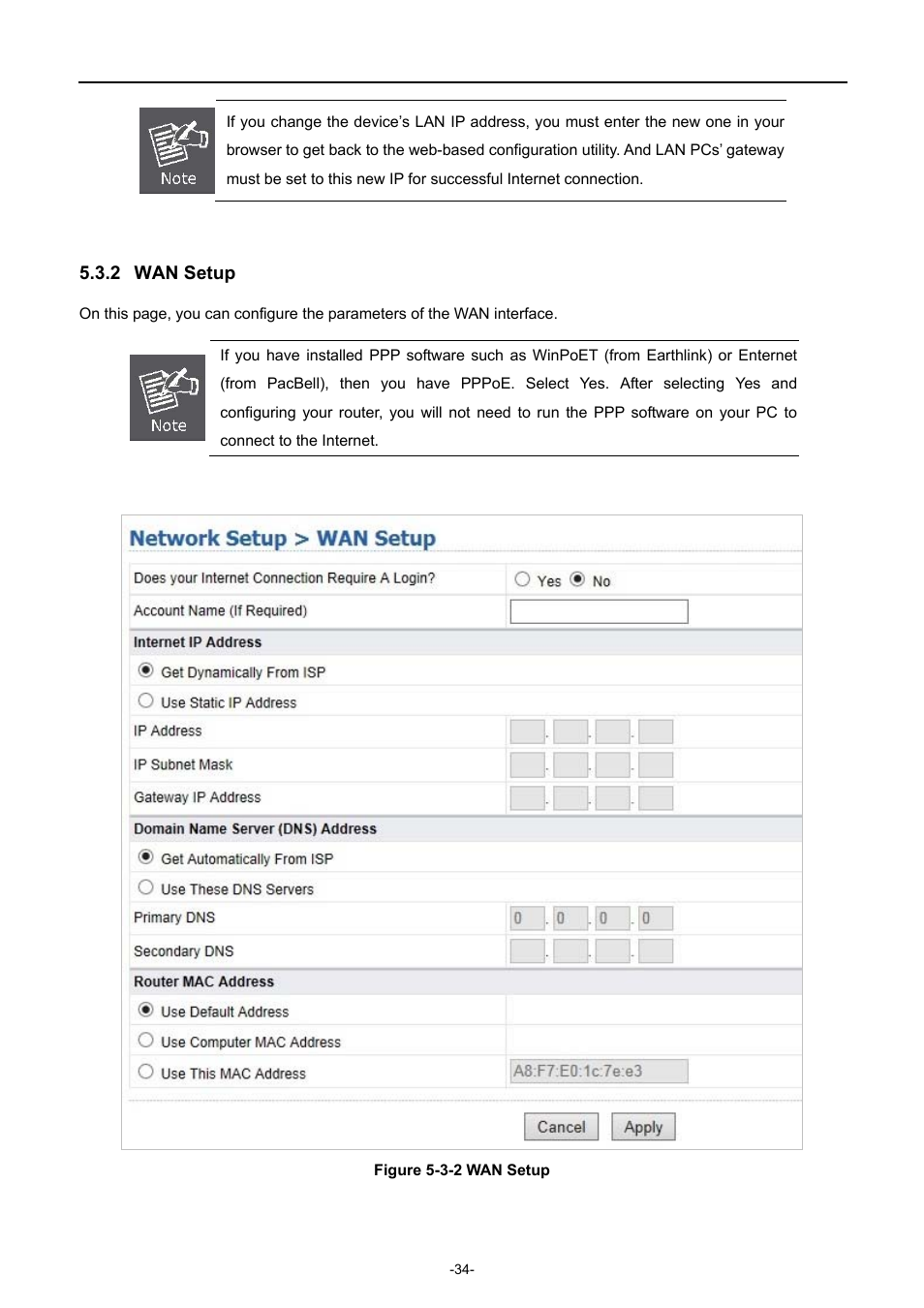 2 wan setup, Wan setup | PLANET WDRT-1200AC User Manual | Page 40 / 106