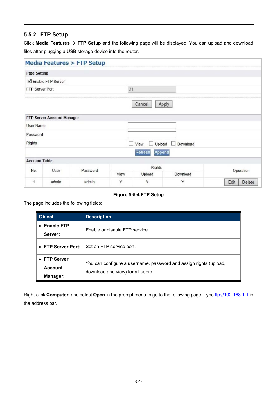 2 ftp setup, Ftp setup | PLANET WDRT-1200AC User Manual | Page 60 / 106